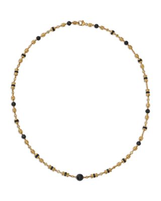 Black & White Diamond Pav&eacute; Station Necklace in 14K Yellow Gold, 3.5 tcw