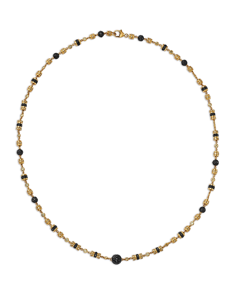 Bloomingdale's Fine Collection Black & White Diamond Pave Station Necklace in 14K Yellow Gold, 3.5 tcw