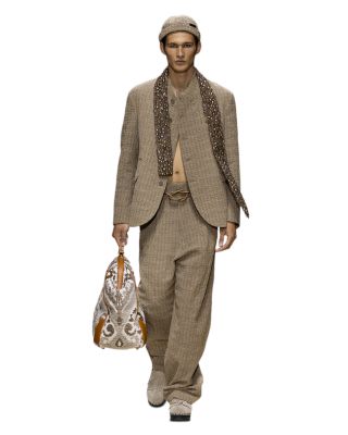 Wool & Cotton Blend Stripe Jacquard Trousers