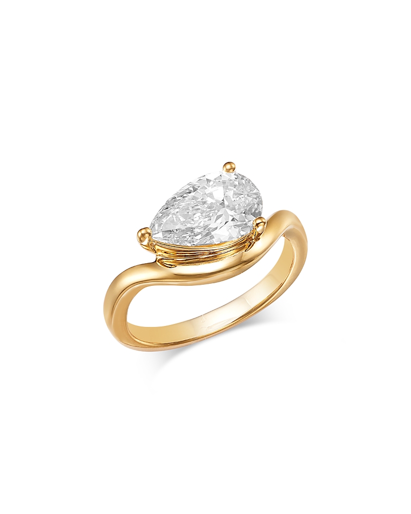 Bloomingdale's Fine Collection Luxe Collection Certified Lab Grown Diamond East West Pear Solitaire Ring in 18K Yellow Gold, 2.0 tcw