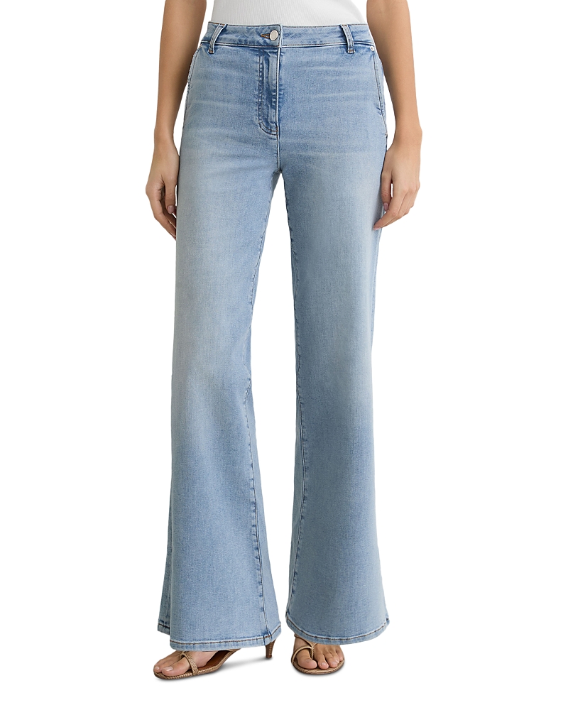 Reiss Addie High Rise Wide Leg Jeans in Light Blue