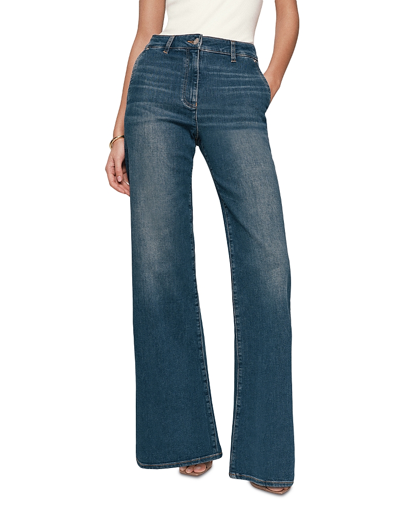 Reiss Addie High Rise Wide Leg Jeans in Mid Blue