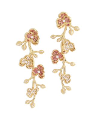 Anabel Aram Pave Orchid Linear Drop Earrings