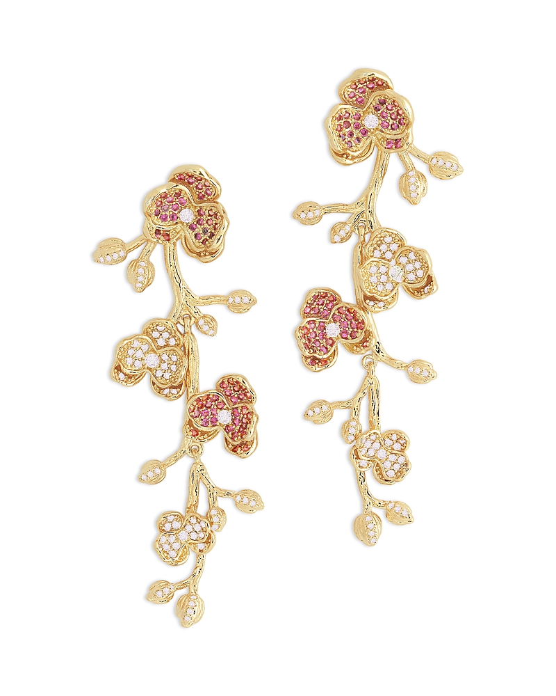 Anabel Aram Pave Orchid Linear Drop Earrings