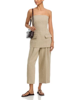 Strapless Linen Top & Double Pleats Linen Pants
