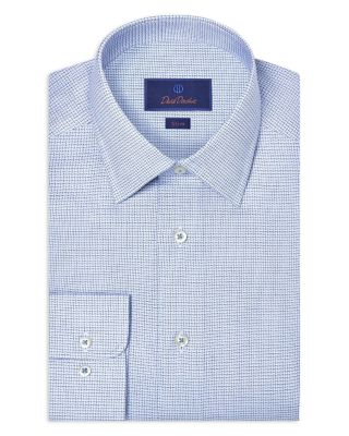 Slim Fit Stretch Twill Micro Check Dress Shirt