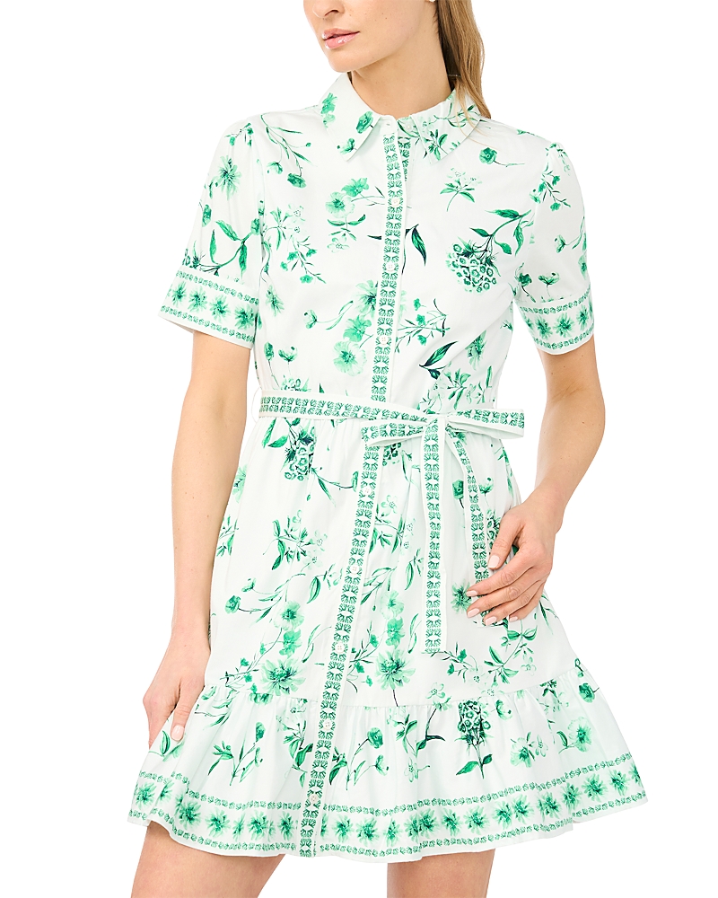 CeCe Tie Waist Mini Shirt Dress