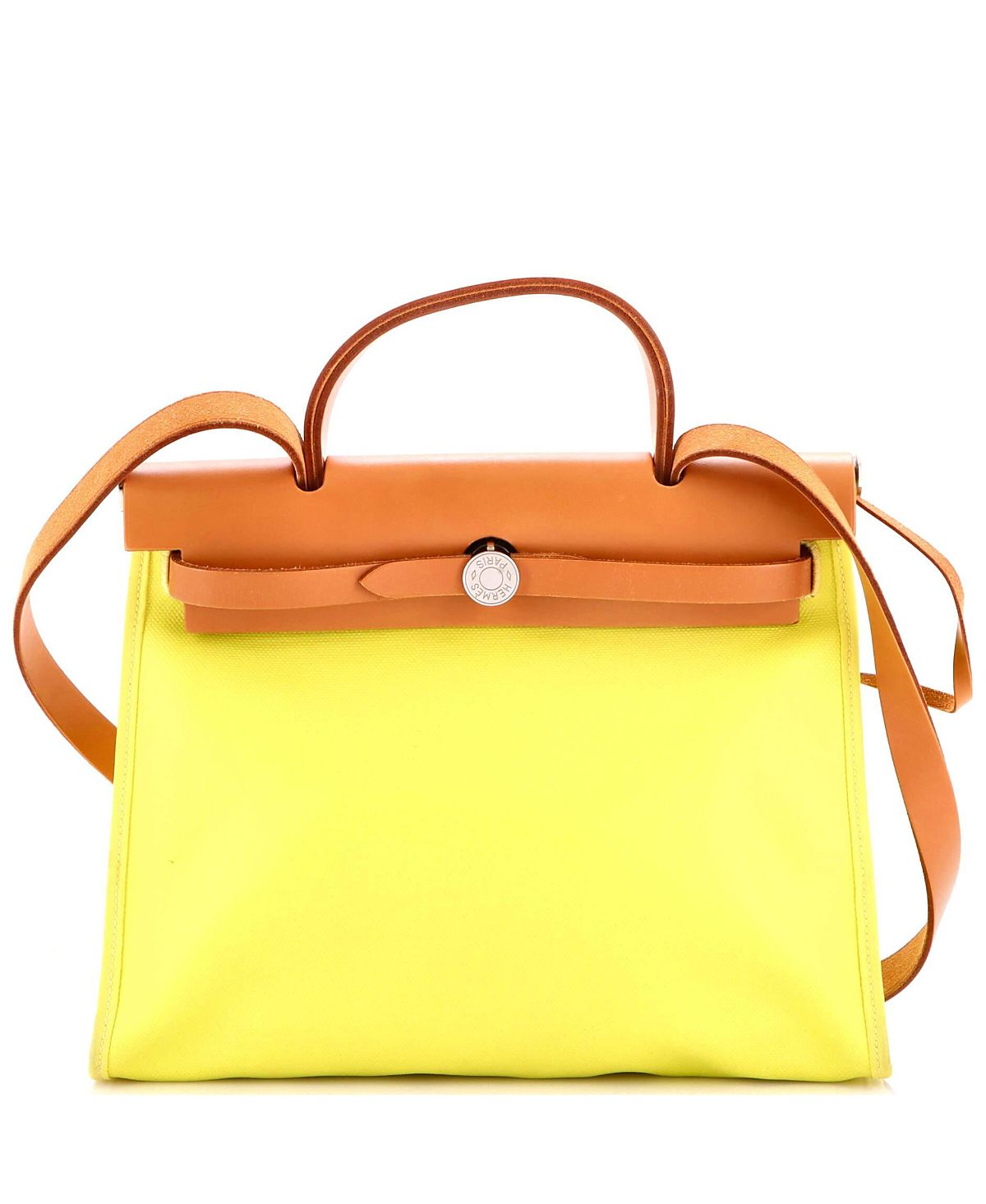 Pre-Owned HERMES 31 Herbag Zip Berline Vache Canvas and Leather