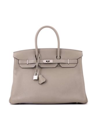  Birkin 35 Handbag Green Clemence with Palladium Hardware