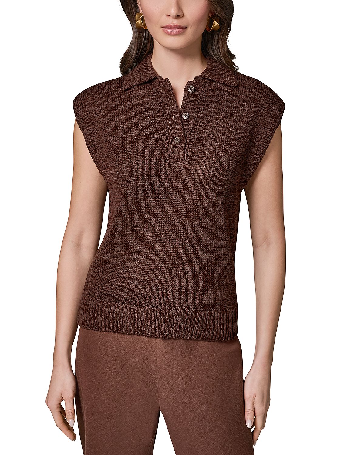Donna Karan New York Sleeveless Polo Sweater