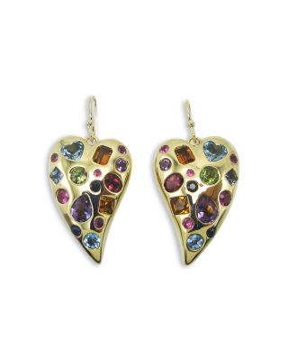 18K Yellow Gold Rock Candy Multi Gemstone Mixed Cut Valentina Drop Earrings