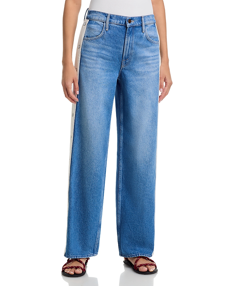 Mother The Striped Resealable Skimp High Rise Straight Jeans in Quik