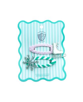 Ice Skate and Snowflake Winter Hair Clips, Set of 2