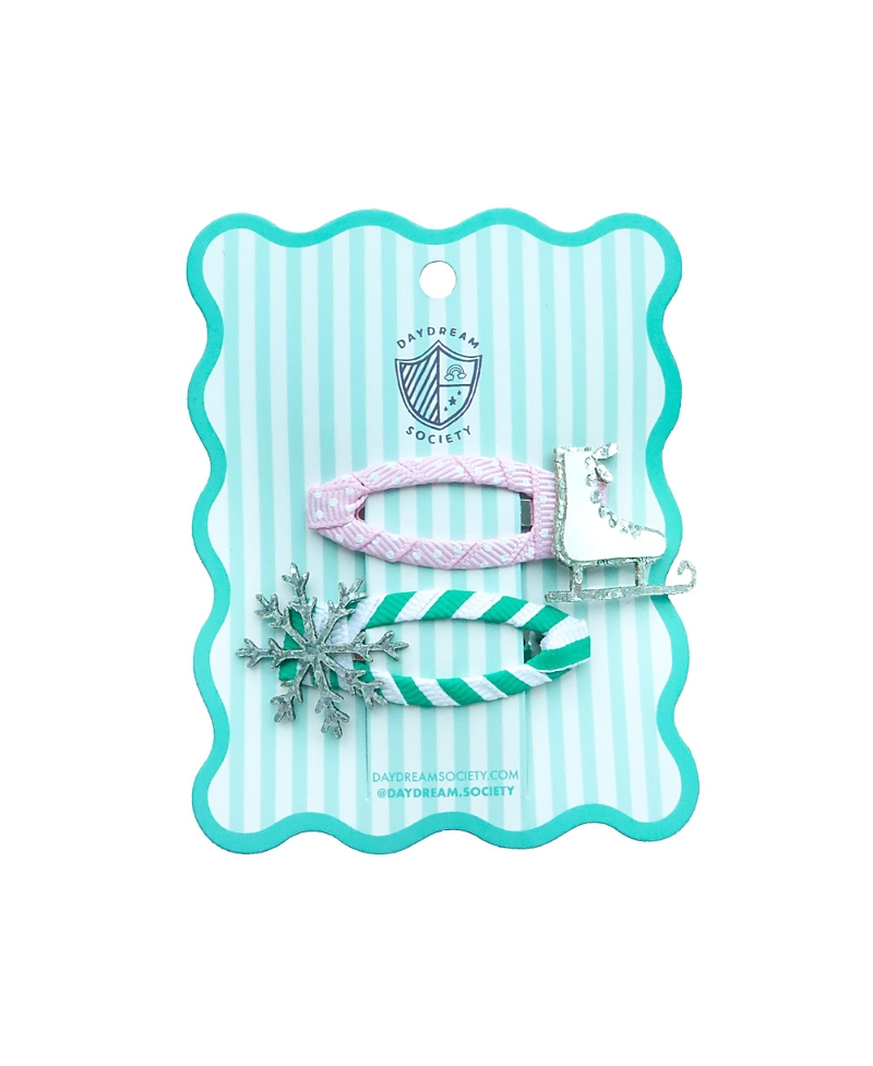 Jollity & Co. Ice Skate and Snowflake Winter Hair Clips, Set of 2