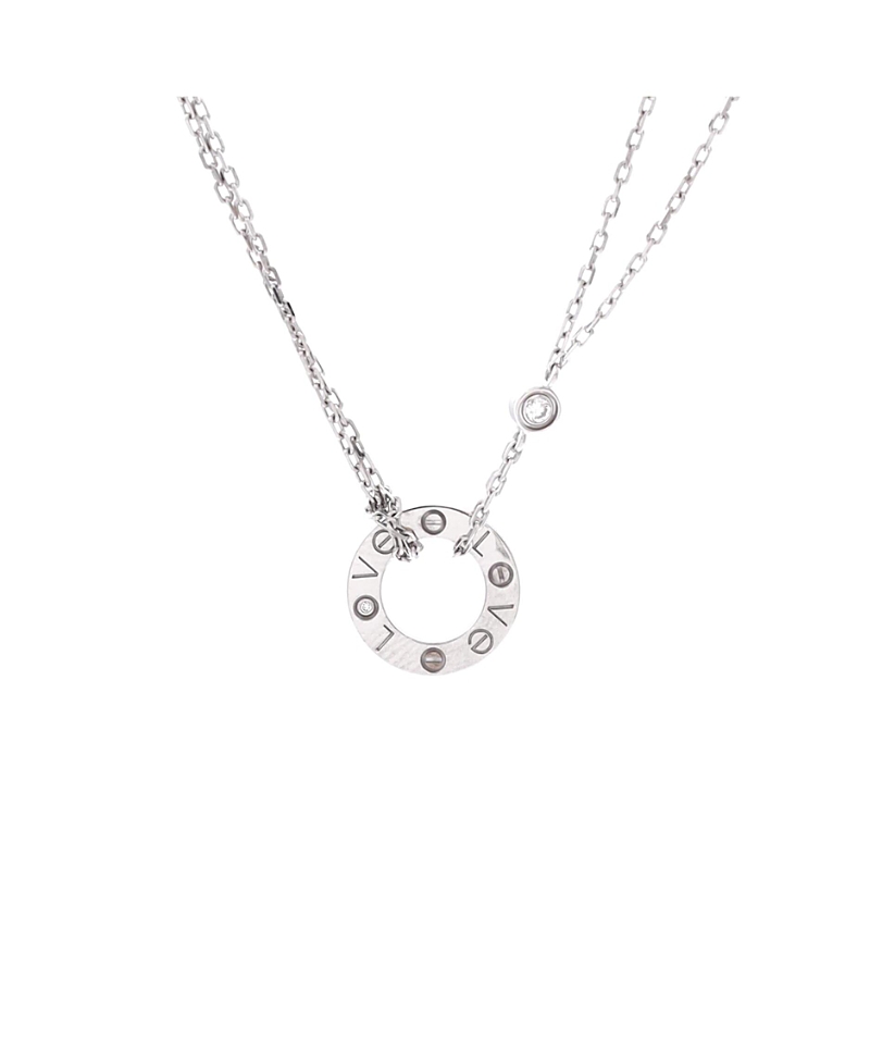 Pre-Owned Cartier 2 Diamonds Love Pendant Necklace 18K White Gold with Diamonds, 16.25