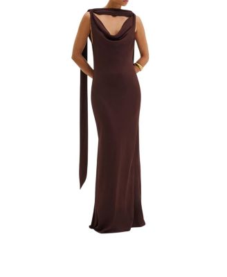 Vida Cowl Neck Scarf Maxi Dress
