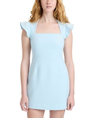 Whisper Square Neck Flutter Sleeve Mini Dress