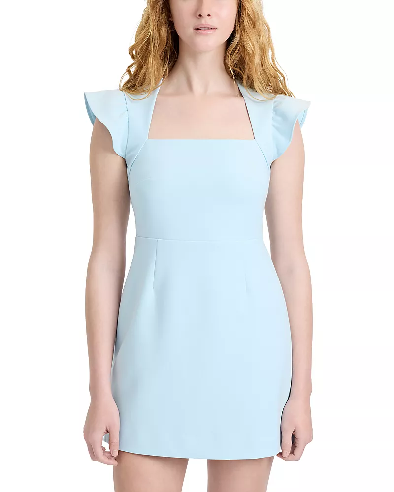 French Connection Whisper Square Neck Flutter Sleeve Mini Dress