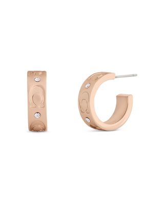 Signature C Pav&eacute; Huggie Hoop Earrings