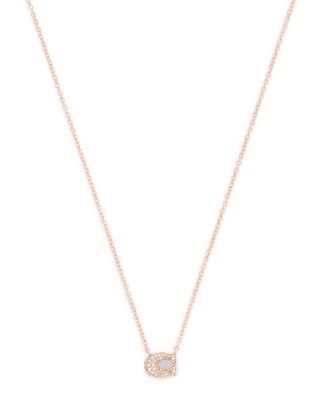 Pav&eacute; Signature C Pendant Necklace, 16-18"