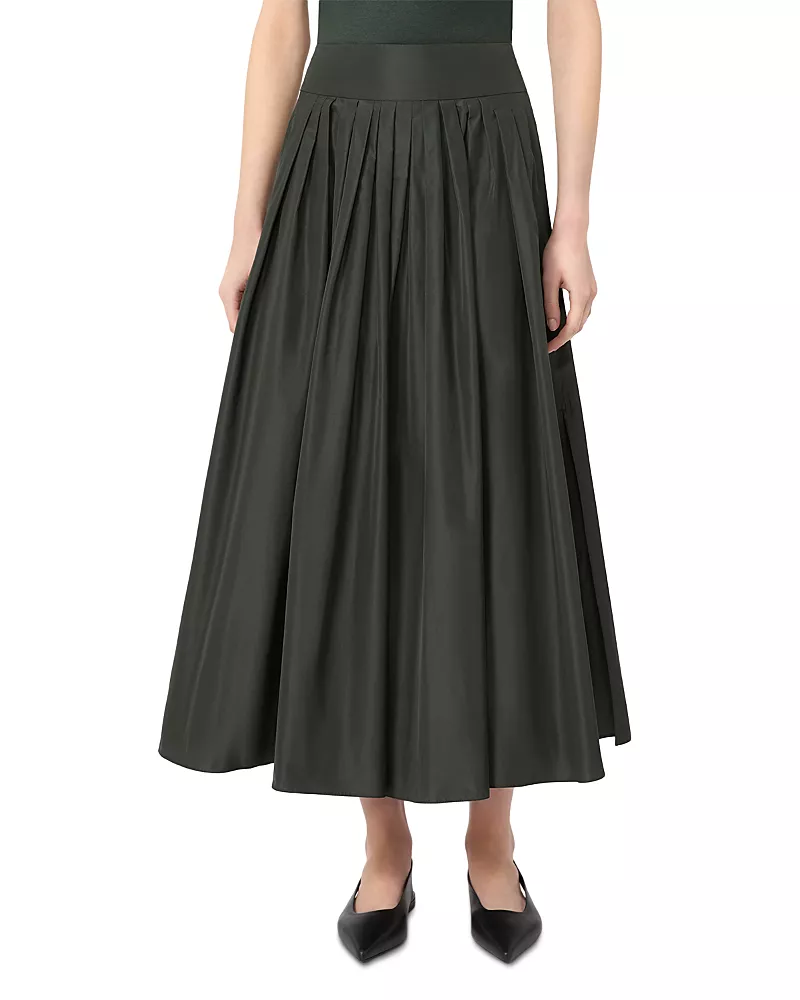 Max Mara Smmromina Drak Green Pleated Skirt