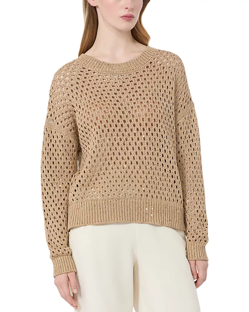 Max Mara Studio Mstgeyser Cotton Mesh Knit Sweater