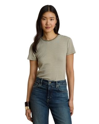 Striped Rib Knit Stretch Tee