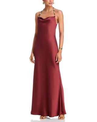 Satin Beaded Strap Dress - Exclusive