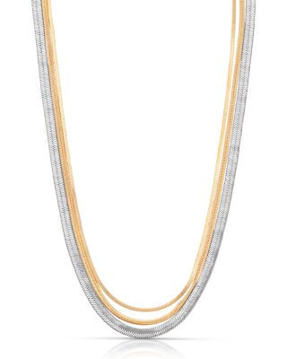 Mixed Metal Strands Necklace, 14-15"