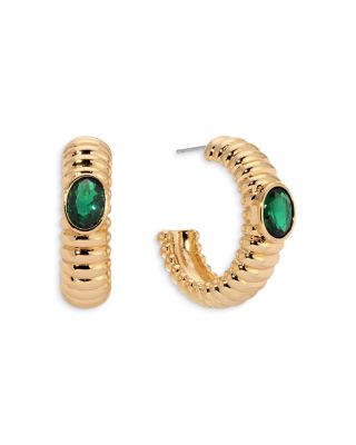 Crystal Ribbed Large Hoop Earrings