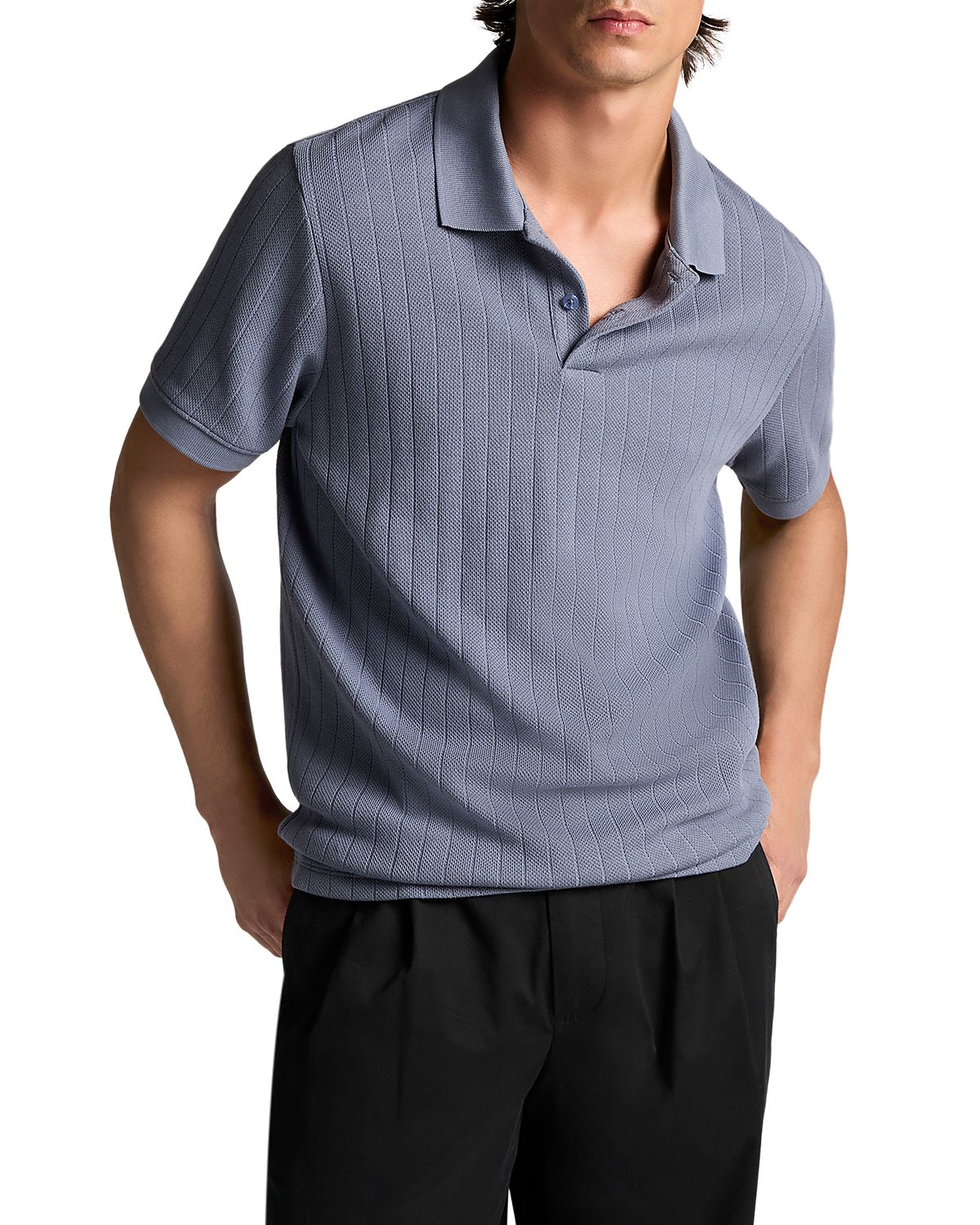 Vince Drop Needle Stripe Short Sleeve Polo