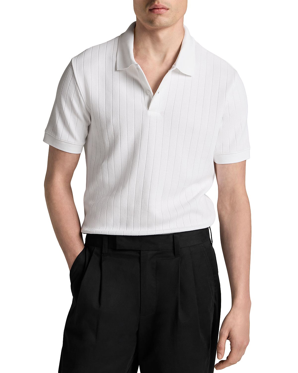 Vince Drop Needle Stripe Short Sleeve Polo
