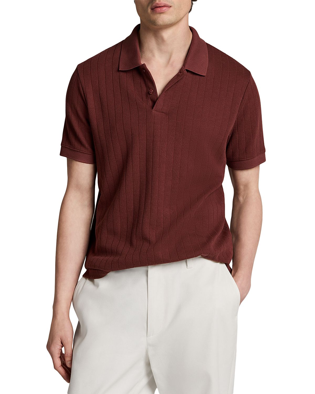 Vince Drop Needle Stripe Short Sleeve Polo