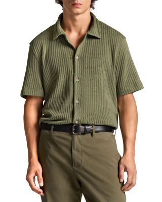 Pointelle Short Sleeve Button Down Shirt
