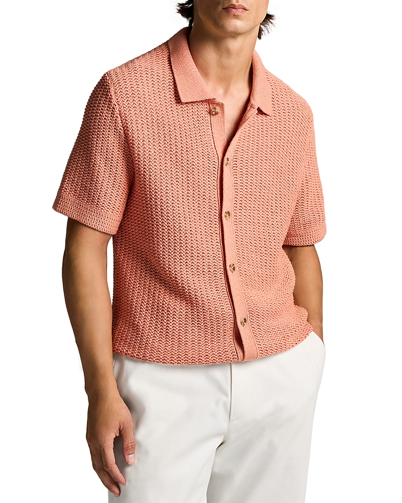 Vince Crochet Button Front Short Sleeve Shirt