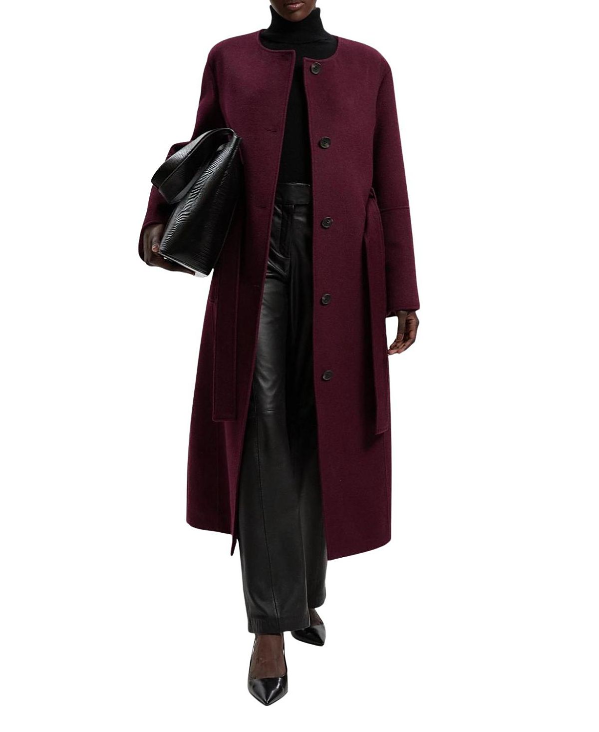 Karen Millen Wool Single Breasted Belted Maxi Coat