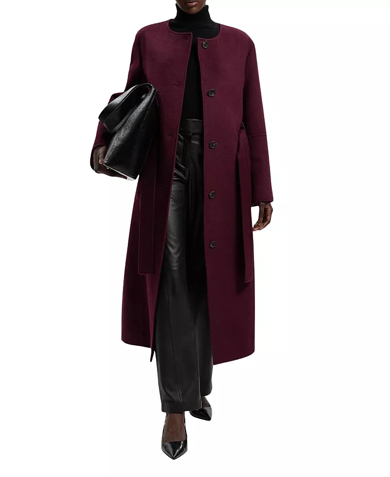Karen Millen Wool Single Breasted Belted Maxi Coat