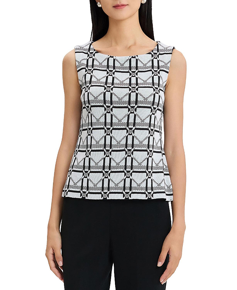 Ming Wang Monochrome Geometric Knit Tank