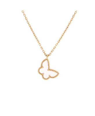  Sweet Alhambra Butterfly Pendant Necklace 18K Gold and Mother of Pearl, 15"