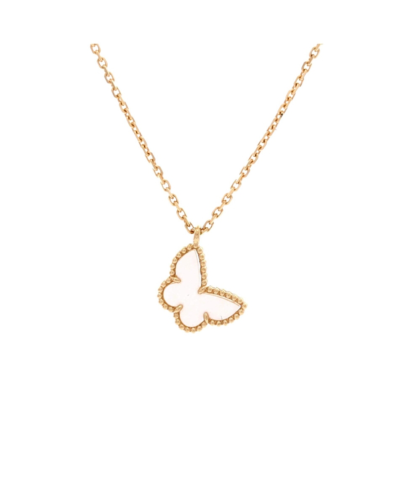 Pre-Owned Van Cleef & Arpels Sweet Alhambra Butterfly Pendant Necklace 18K Gold and Mother of Pearl, 15