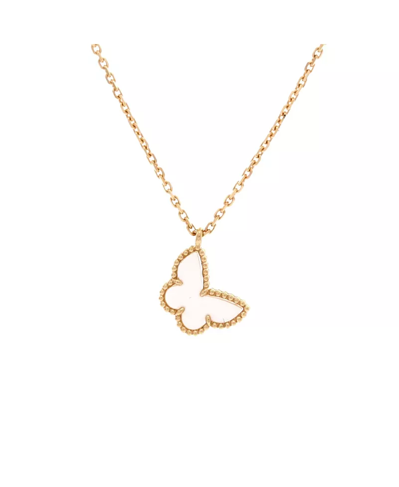 Pre-Owned Van Cleef & Arpels Sweet Alhambra Butterfly Pendant Necklace 18K Gold and Mother of Pearl, 15
