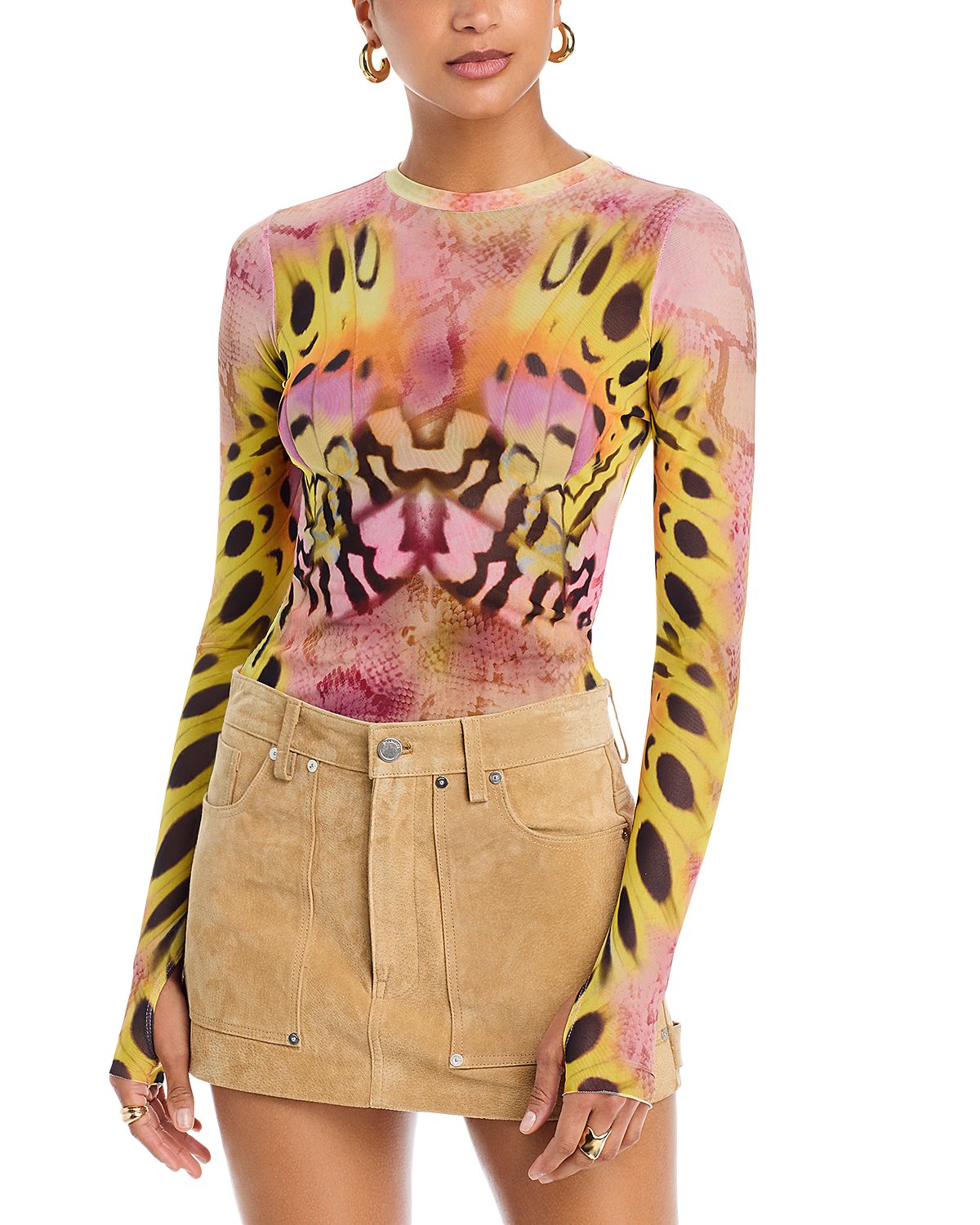 Afrm Kaylee Mesh Long Sleeve Top