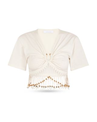 Bead Embellished Fringe Top