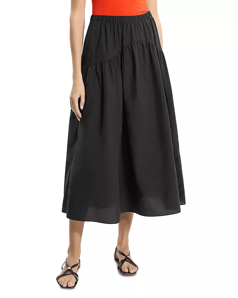 Theory Seamed Yoke Midi Skirt