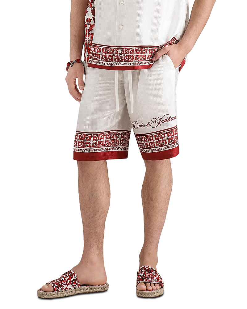 Dolce & Gabbana Floral Pattern Logo Drawstring Shorts