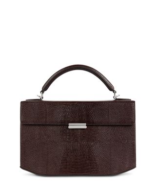 Lizard Embossed Leather Top Handle Bag 