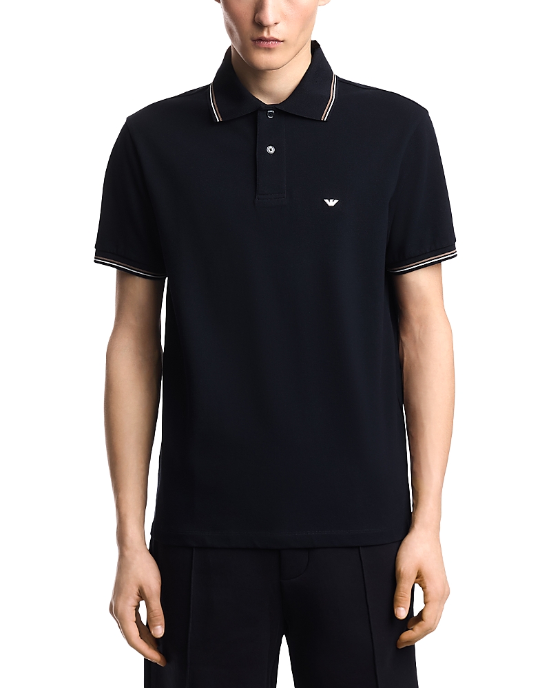 Emporio Armani Essential Stretch Cotton Polo with Stripe on Collar