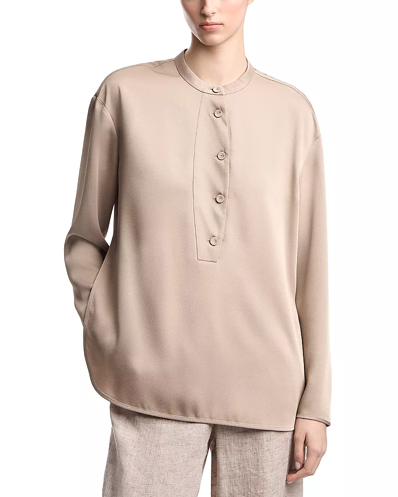 Emporio Armani Crepe Twill Long Sleeve Shirt