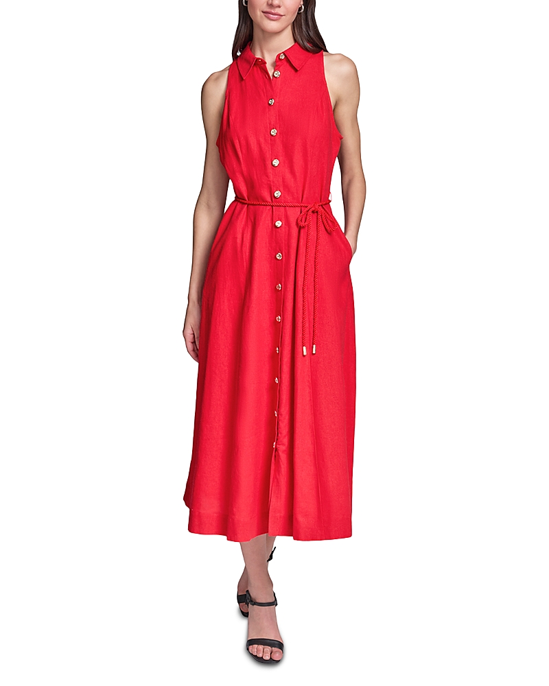 Karl Lagerfeld Paris Linen Rope Belt Shirtdress