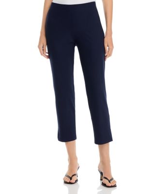 Stretch Crepe High Rise Slim Cropped Pants